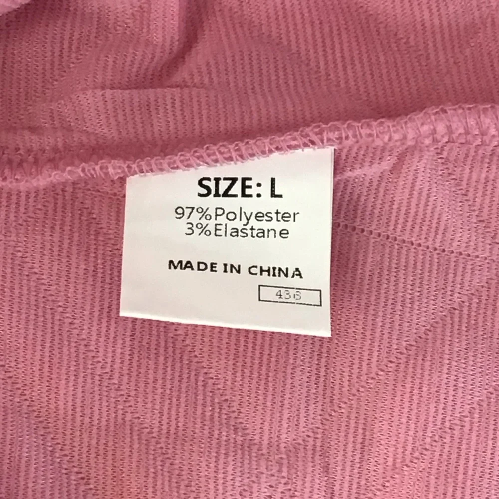 NWOT Pink Ruffle Sleeve Quilted Dress Midi, sz Large - Picture 9 of 11